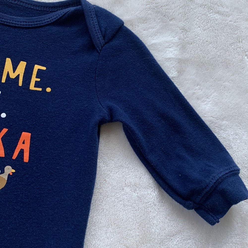 Carter’s Navy Turkey Romper 3M Thanksgiving EUC - Picture 4 of 7